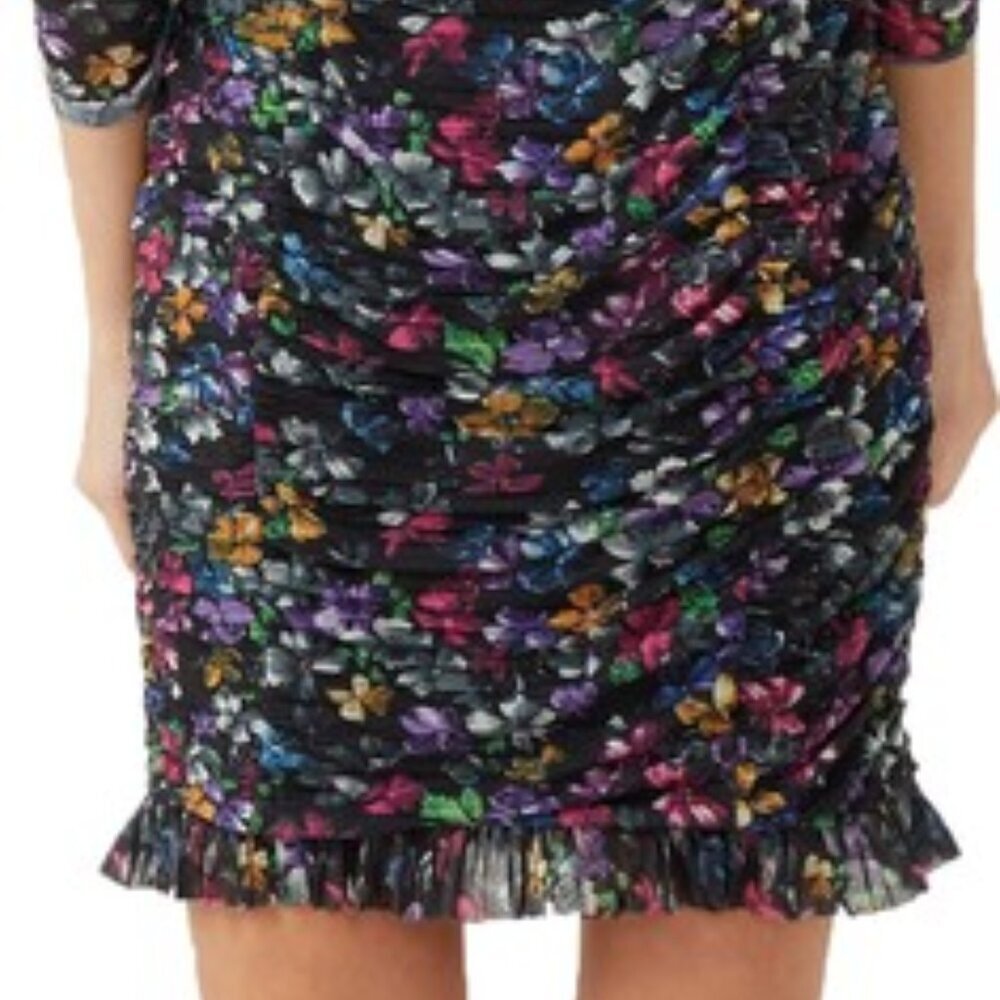 French Connection Womens 0 Zelka Alanna Jersey Colorful Ruched Long Sleeve Dress - Picture 5 of 6